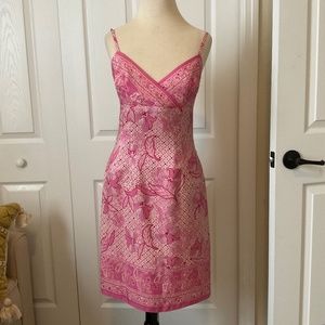 Muse Pink Silk Beaded Dress Sz 4